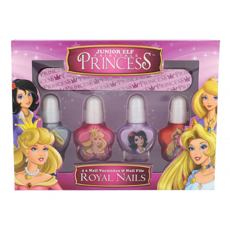 Disney Princess Princess Darčeková kazeta lak na nechty 4 x 4 ml + pilník na nechty 1 ks poškodená krabička