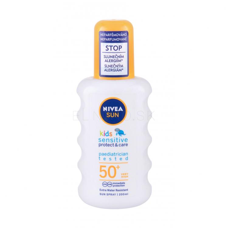 Nivea Sun Kids Protect &amp; Sensitive Sun Spray SPF50+ Opaľovací prípravok na telo pre deti 200 ml