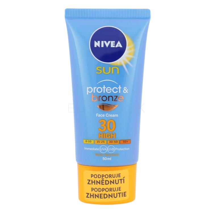 Nivea Sun Protect &amp; Bronze Face Cream SPF30 Opaľovací prípravok na tvár 50 ml