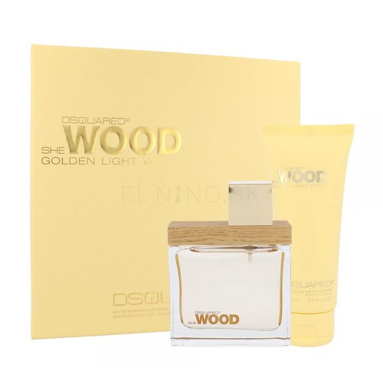 Dsquared2 She Wood Golden Light Wood Darčeková kazeta parfumovaná voda 50 ml + telové mlieko 100 ml