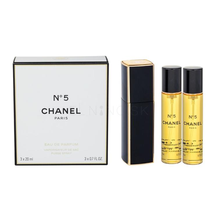 Chanel N°5 3x 20 ml Parfumovaná voda pre ženy Twist and Spray 20 ml poškodená krabička