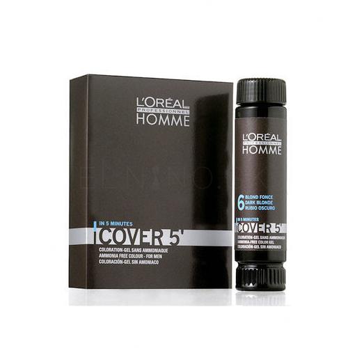 L&#039;Oréal Professionnel Homme Cover 5´ Farba na vlasy pre mužov 3x50 ml Odtieň 7 Medium Blond poškodená krabička