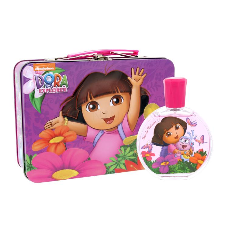 Nickelodeon Dora The Explorer Dora &amp; Boots Darčeková kazeta toaletná voda 100 ml + plechová krabička