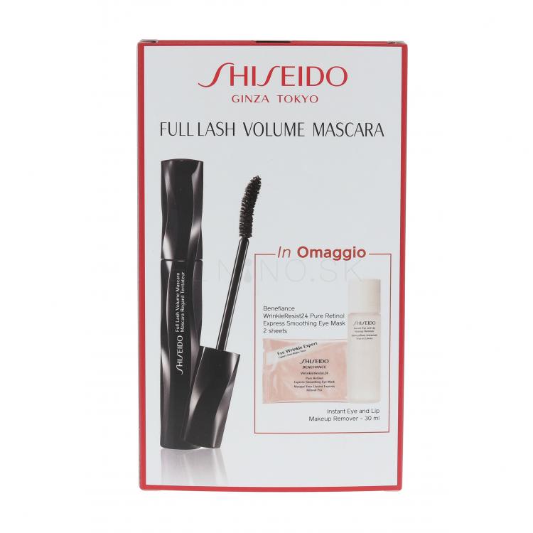 Shiseido Full Lash Darčeková kazeta riasenka Full Lash Volume Mascara 8 ml + maska na oči BENEFIANCE WrinkleResist24 2 ks + odličovač očí Instant Eye And Lip Makeup Remover 30 ml