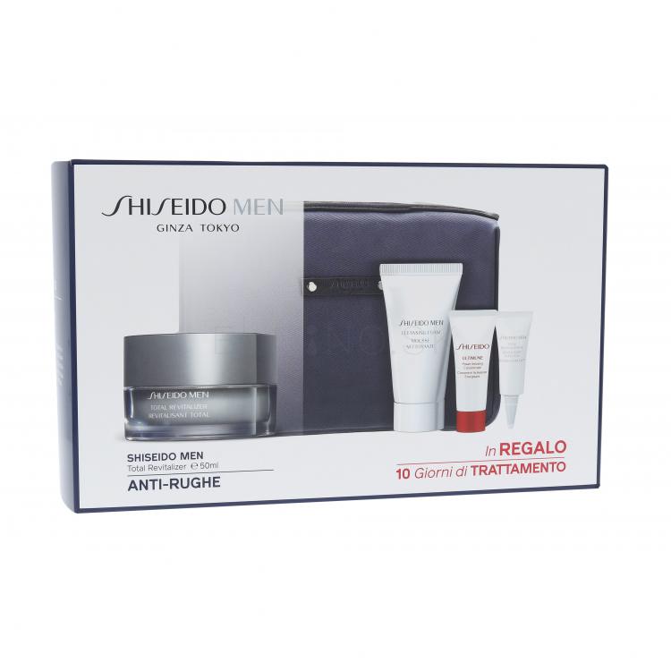 Shiseido MEN Total Revitalizer Darčeková kazeta MEN Total Revitalizer 50 ml + MEN Cleansing Foam 30 ml + ULTIMUNE Power Infusing Concentrate 5 ml + MEN Total Revitalizer Eye 3 ml + kozmetická taška