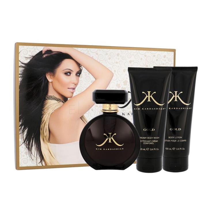 Kim Kardashian Gold Darčeková kazeta parfumovaná voda 100 ml + telové mlieko 100 ml + sprchovací gél 100 ml