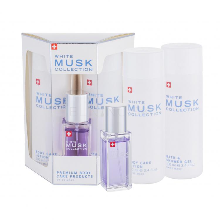 MUSK Collection White Darčeková kazeta parfumovaná voda 15 ml + telové mlieko 100 ml + sprchovací gél 100 ml