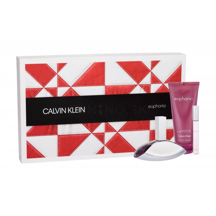 Calvin Klein Euphoria Darčeková kazeta parfumovaná voda 100 ml + telové mlieko 200 ml + parfumovaná voda roll-on 10ml