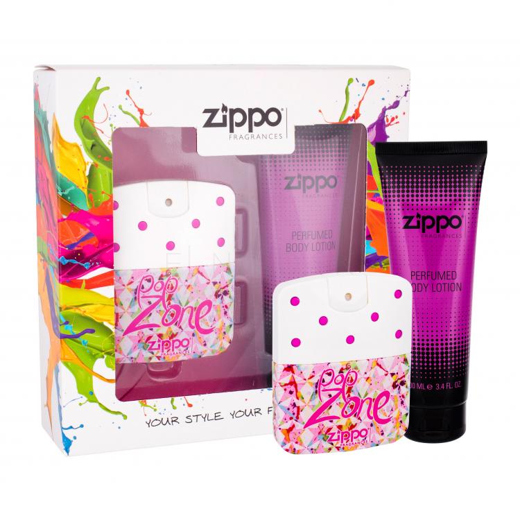 Zippo Fragrances Popzone Darčeková kazeta toaletná voda 40 ml + telové mlieko 100 ml poškodená krabička