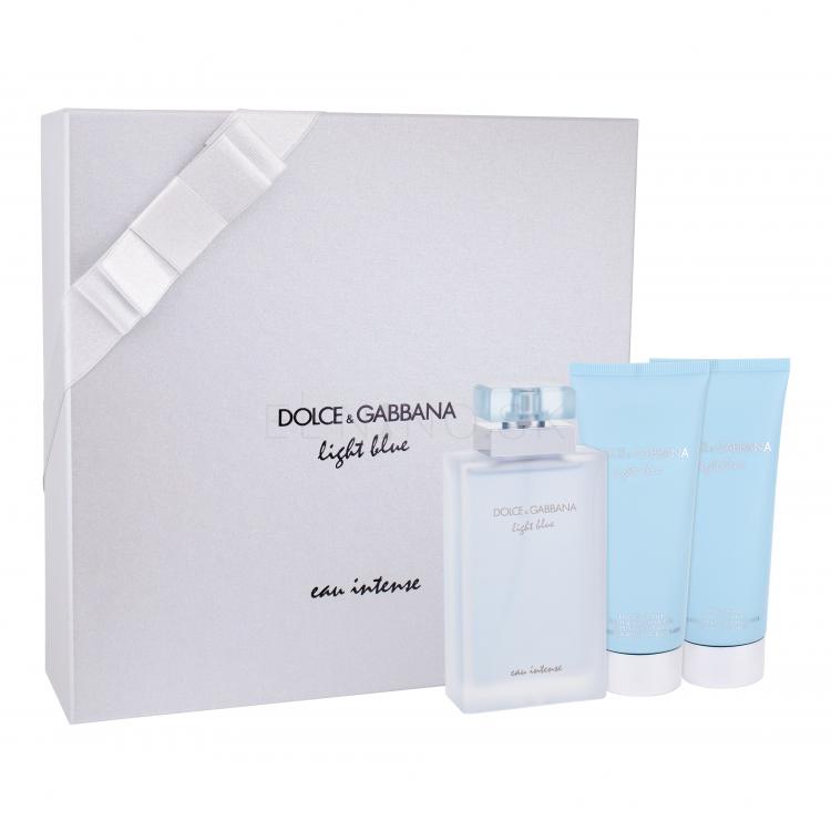 Dolce&amp;Gabbana Light Blue Eau Intense Darčeková kazeta parfumovaná voda 100 ml + telový krém 100 ml + sprchovací gél 100 ml