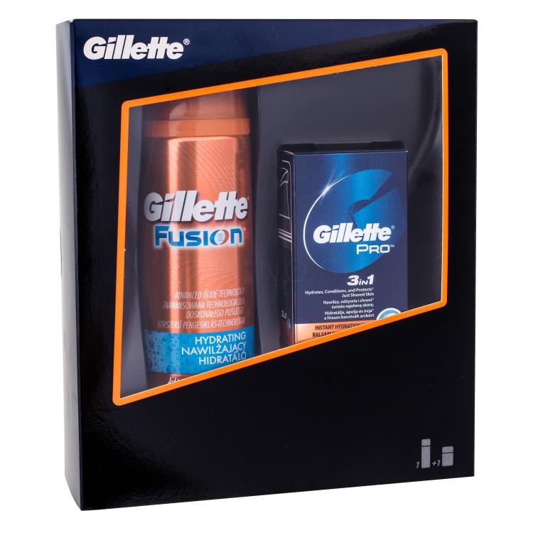 Gillette Fusion Hydra Gel Darčeková kazeta gél na holenie 200 ml + balzám na holenie Pro SPF15 50 ml