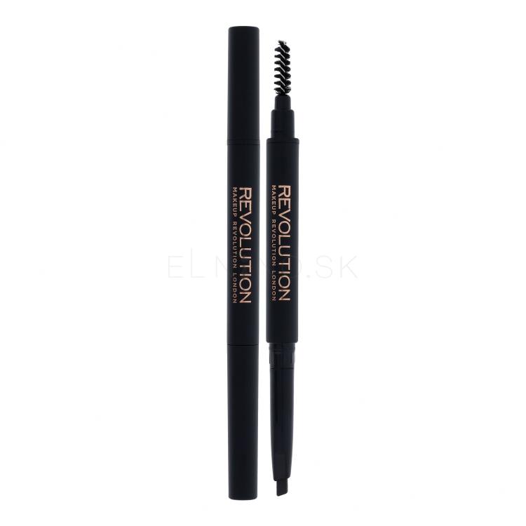 Makeup Revolution London Duo Brow Definer Ceruzka na obočie pre ženy 0,15 g Odtieň Dark Brown