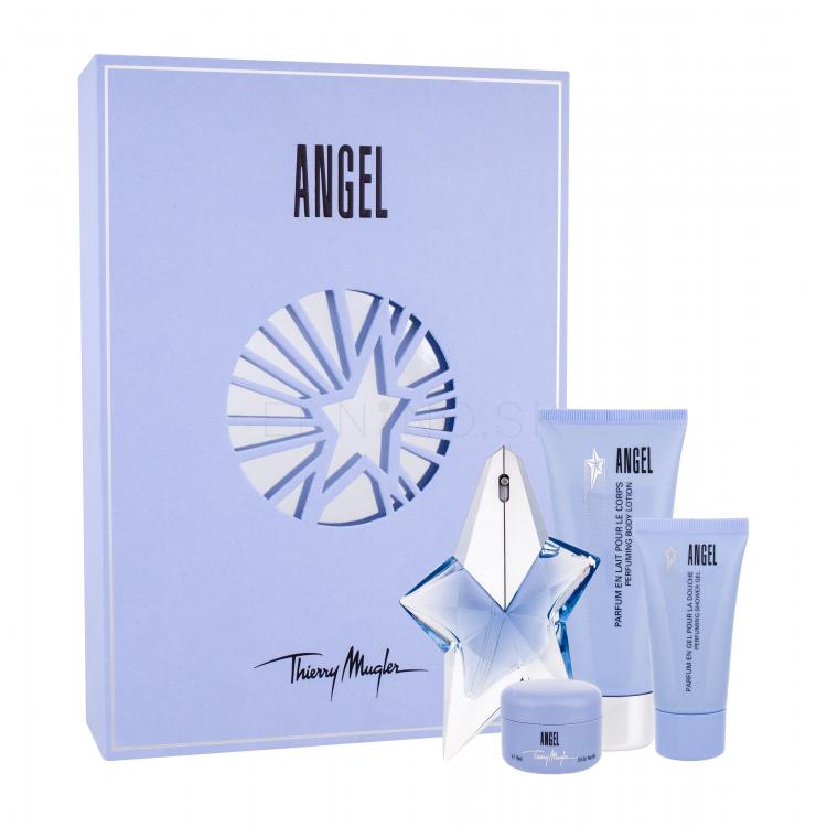 Thierry Mugler Angel Darčeková kazeta parfumovaná voda 25 ml + telové mlieko 100 ml + sprchovací gél 30 ml + telový krém 15 ml Naplniteľný