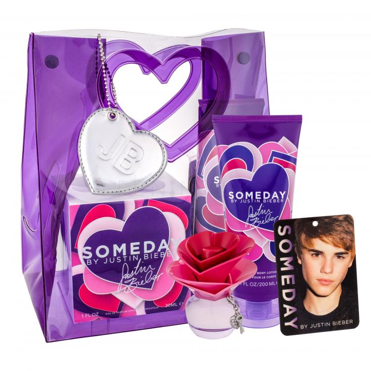 Justin Bieber Someday Darčeková kazeta parfumovaná voda 30 ml + telové mlieko 200 ml + osviežovač miestnosti